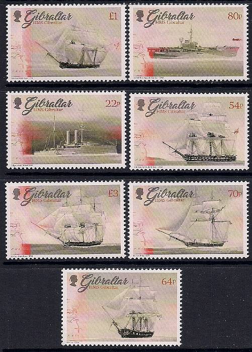 Гибралтар 2017 год. Парусные корабли. 7 марок