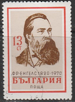 Болгария 1970 год. 150 лет со дня рождения Фридриха Энгельса, 1 гашёная марка 