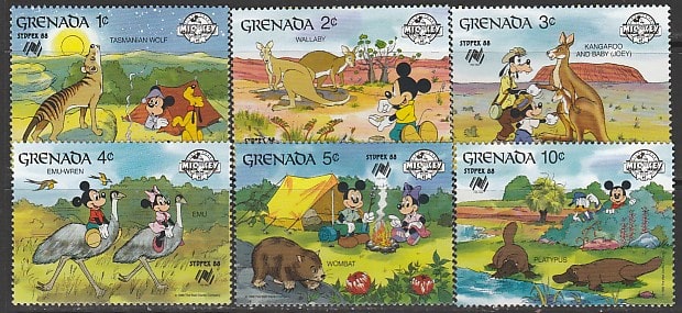 Гренада 1988 год. 60 лет Микки-Маусу. Национальная филвыставка 