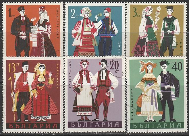 Болгария 1968 год. Национальные костюмы. 6 гашёных марок 