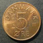 Монета 5 ore 1973 года. Маргарита II. Дания