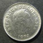 Монета. Колумбия. 10 сентаво. 1974 год