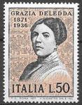 Италия, 1971 г. 100 лет со дня рождения писательницы Грации Деледда, 1 марка