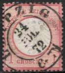 Германия (II Рейх) 1872 год. Стандарт. Орел с малым нагрудным щитом, 1 Gr, 1 марка из серии (гашёная)