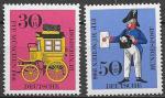ФРГ 1966 год. Филателистический конграсс. Почтовый дилижанс и прусский почтальон, 2 марки