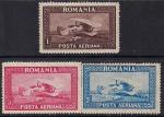 Румыния 1928 год. Авиапочта. 3 марки с наклейкой