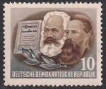 ГДР 1953 год. 70 лет со дня смерти Карла Маркса (ном. 10). 1 марка из серии
