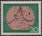 ФРГ 1973 год. 100 лет Международной метеорологической ассоциации. Метео-карта Германии. 1 марка