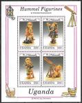 Уганда 1992 год. Фарфоровые фигурки. Гуммель, блок
