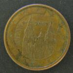 1 евро цент 2007 год. Испания