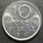 Монета 10 ore 1973 года. Швеция. Густав VI Адольф