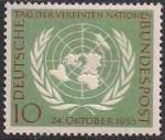 ФРГ 1955 год. 10 лет ООН. 1 марка