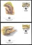 4 конверта, WWF Гамбия, Крокодилы, 1984 год