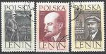 Польша 1962 год. Ленин, 3 гашеные марки