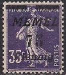 Германия Рейх (Мемель) 1922 год. НДП нового номинала (75 пфеннигов) на марке с номиналом 35 сантимов. 1 марка с наклейкой из серии