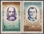 Румыния 1971 год. Персоналии - писатель М. Милло и историк Н. Лорга. 2 марки с наклейкой