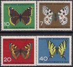 ФРГ 1962 год. Бабочки. 4 марки. наклейк