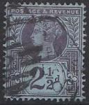 Великобритания 1887 год. Стандарт. Королева Виктория (ном. 2 1/2). 1 гашеная марка из серии