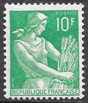 Франция 1959 год. Стандарт. Крестьянка со снопом. 1 марка
