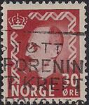 Норвегия 1950 год. Король Хакон Седьмой. 1 гашёная марка из серии (30)