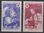 Франция 1971 год. Красный крест. Картины Жана Батиста Греза, 2 марки