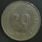 Монета 20 центов 1977 год Сингапур
