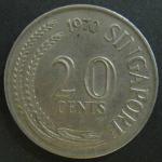 Монета 20 центов 1970 год Сингапур