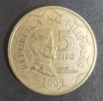 Монета Филиппины 2009 год. 5 песо. Эмилио Агинальдо