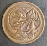 Монета 2 цента. Австралия 1971 год. Плащеносная ящерица