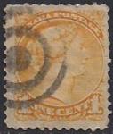 Канада 1868 год. Королева Виктория (ном. 1). 1 гашеная марка из серии 