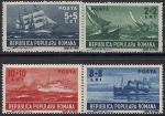 Румыния 1948 год. Корабли. 4 марки с наклейкой