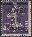 Германия Рейх (Мемель) 1922 год. НДП нового номинала (35 пфеннигов) на марке с номиналом 35 сантимов. 1 марка с наклейкой из серии