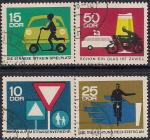 ГДР 1966 год. Безопасность дорожного движения. 4 гашёные марки