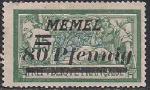 Германия Рейх (Мемель) 1922 год. НДП нового номинала (80 пфеннигов) на марке с номиналом 45 сантимов. 1 марка с наклейкой из серии
