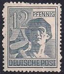 Союзная Оккупационная зона (Германия) 1947 год. Рабочий с молотом (12). 1 марка из серии