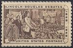 США 1958 год. 100 лет переговорам Линкольна и Дугласа в Иллинойсе. 1 марка