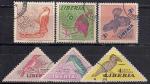 Либерия 1953 год. Птицы. 6 гашеных марок