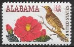 США 1969 год. 150 лет штату Алабама. Цветок и птица, 1 марка