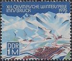 ГДР 1975 год. Зимняя Олимпиада в Инсбруке. Панорама города. 1 марка из блока
