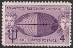 США 1958 год. 100 лет прокладке первого трансатлантического кабеля. 1 марка