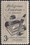 США 1957 год. 300 лет провозглашению свободы религии в США. 1 марка
