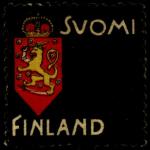 Финляндия. Непочтовая марка (ном. 1 пенни) с наклейкой. Герб