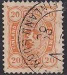 Финляндия 1875/82 год. Герб 20 пенни (желтая). 1 гашеная марка из серии
