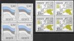 Эстония 1991 год, Стандарт, флаг и карта Эстонии, 2 квартблока марок