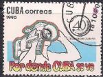 Куба 1990 год. 40 лет национальному телевидению. 1 гашеная марка