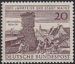 ФРГ 1962 год. 2000 лет городу Майнцу. Старинная гравюра. 1 марка