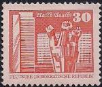 ГДР 1981 год. Строительство в городе Галле. 1 марка (21.5 * 17.5 мм)