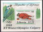 Либерия 1988 год. Зимние Олимпийские игры в Калгари. Блок