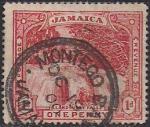 Ямайка 1900 год. Водопад в Ого Риос. 1 гашеная марка 
