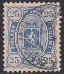 Финляндия 1875/82 год. Герб 25 пенни (синяя). 1 гашеная марка из серии